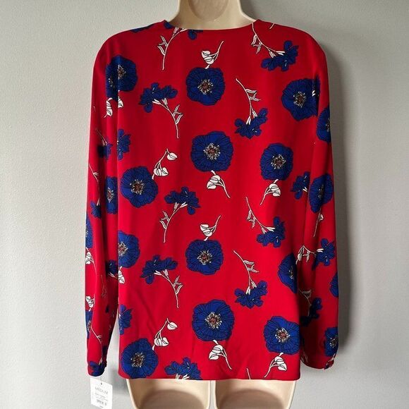 Liz Claiborne Floral Blouse with Tie Waist Size M  NWT! - Picture 4 of 8